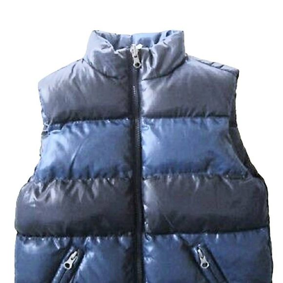 The Children's Place Reversible Chunky Puffer Blue Striped Zip-Up Vest - 7/8 - Picture 2 of 7